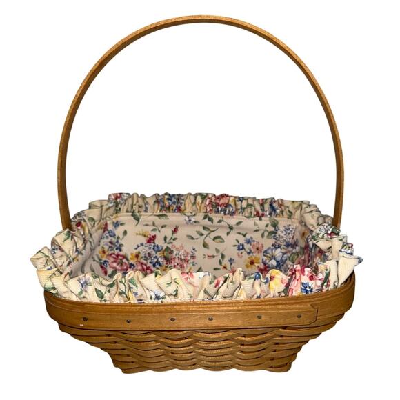 Longaberger 2003 Small Easter Woven Basket With Floral Liner Plastic Protector - Picture 3 of 10